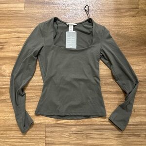 Square neck long sleeve top